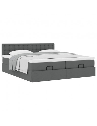 Struttura Letto Pouf con Materassi 200x200 cm in Tessuto