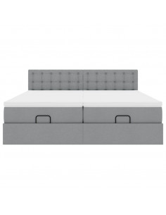 Struttura Letto Pouf con Materassi 200x200 cm in Tessuto