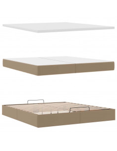 Struttura Letto Pouf con Materassi 200x200 cm Similpelle 2