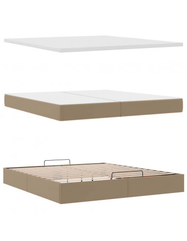 Struttura Letto Pouf con Materassi 200x200 cm Similpelle