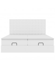 Struttura Letto Pouf con Materassi 200x200 cm Similpelle 2