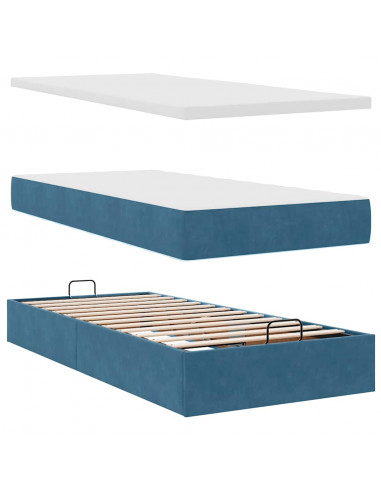 Struttura Letto Pouf con Materassi 200x200 cm Velluto