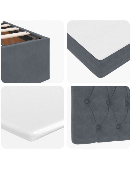Struttura Letto Pouf con Materassi 200x200 cm Velluto