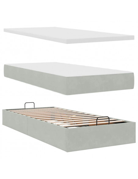 Struttura Letto Pouf con Materassi 90x190 cm in Velluto