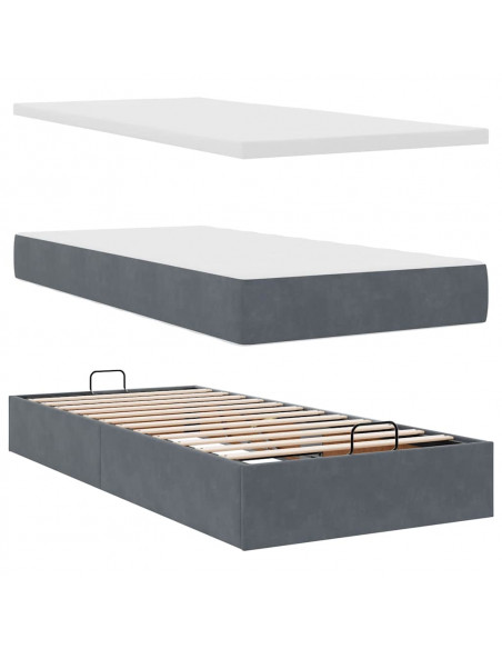 Struttura Letto Pouf con Materassi 90x190 cm in Velluto