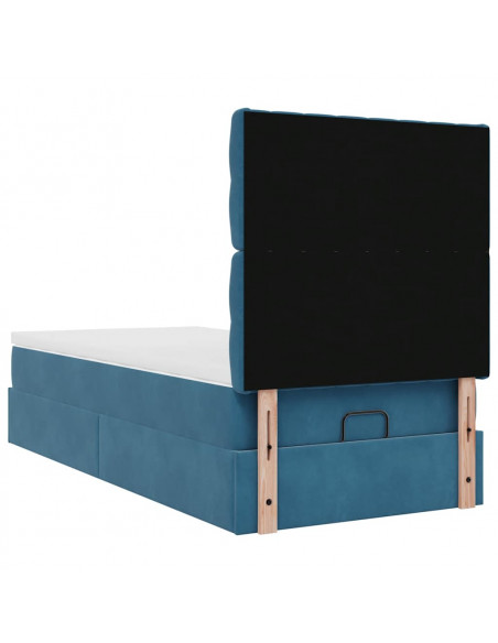 Struttura Letto Pouf con Materassi 90x200 cm in Velluto