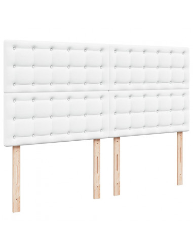 Struttura Letto Pouf con Materassi Bianco 200x200 cm Similpelle