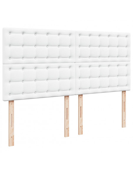 Struttura Letto Pouf con Materassi Bianco 200x200 cm Similpelle