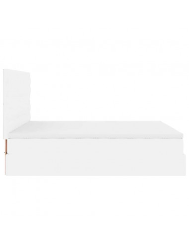 Struttura Letto Pouf con Materassi Bianco 200x200 cm Similpelle