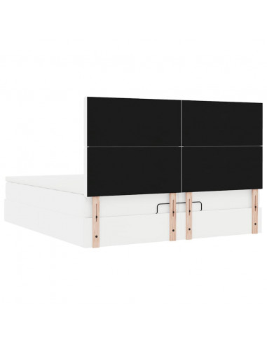 Struttura Letto Pouf con Materassi Bianco 200x200 cm Similpelle