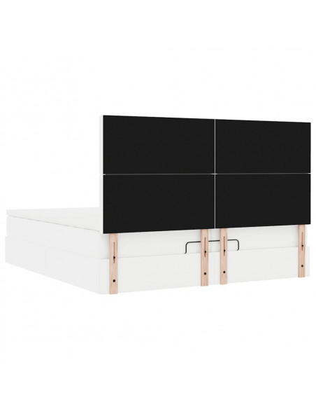 Struttura Letto Pouf con Materassi Bianco 200x200 cm Similpelle