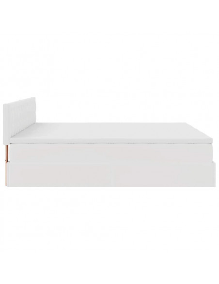 Struttura Letto Pouf con Materassi Bianco 200x200 cm Similpelle