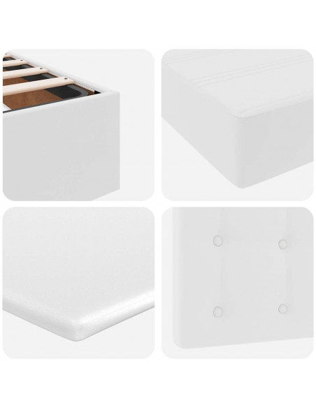 Struttura Letto Pouf con Materassi Bianco 200x200 cm Similpelle