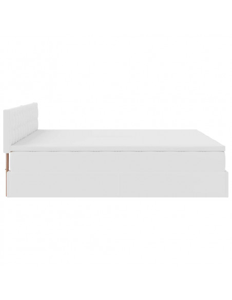 Struttura Letto Pouf con Materassi Bianco 200x200 cm Similpelle