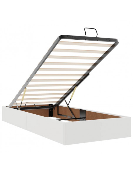 Struttura Letto Pouf con Materassi Bianco 200x200 cm Similpelle