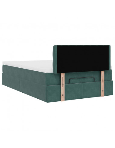 Pouf Letto con Materasso Verde Scuro 120x190 cm Velluto