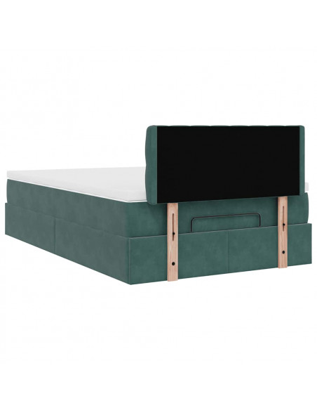 Pouf Letto con Materasso Verde Scuro 120x190 cm Velluto