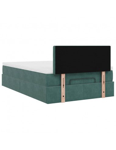 Pouf Letto con Materasso Verde Scuro 120x190 cm Velluto