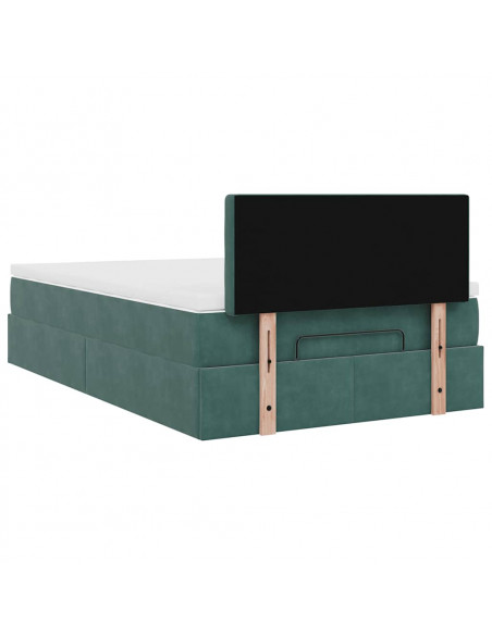 Pouf Letto con Materasso Verde Scuro 120x190 cm Velluto