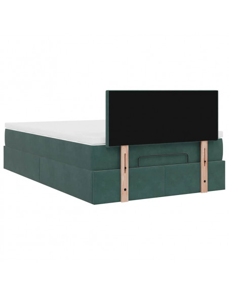 Pouf Letto con Materasso Verde Scuro 120x190 cm Velluto