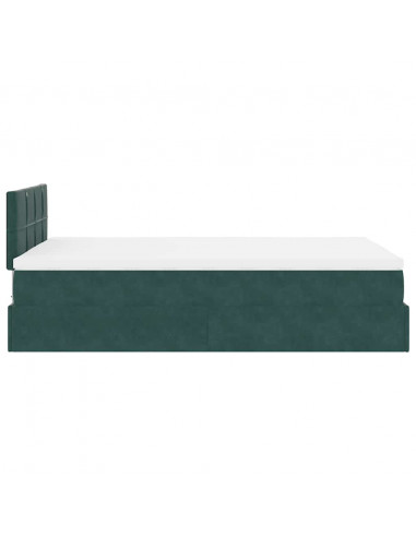 Pouf Letto con Materasso Verde Scuro 120x190 cm Velluto