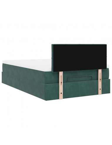 Pouf Letto con Materasso Verde Scuro 120x190 cm Velluto