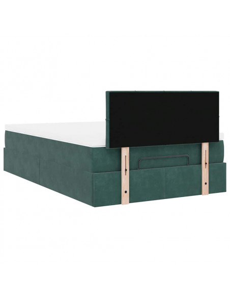 Pouf Letto con Materasso Verde Scuro 120x190 cm Velluto