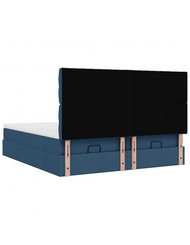 Struttura Letto Pouf con Materassi Blu 180x200cm in Tessuto