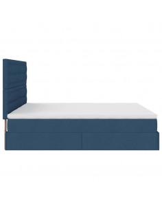 Struttura Letto Pouf con Materassi Blu 180x200cm in Tessuto 2