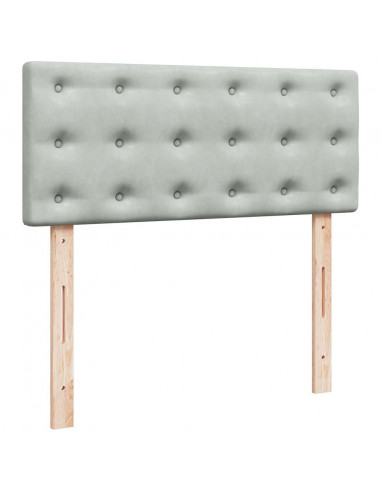 Pouf Letto con Materasso Grigio Chiaro 120x190 cm in Velluto