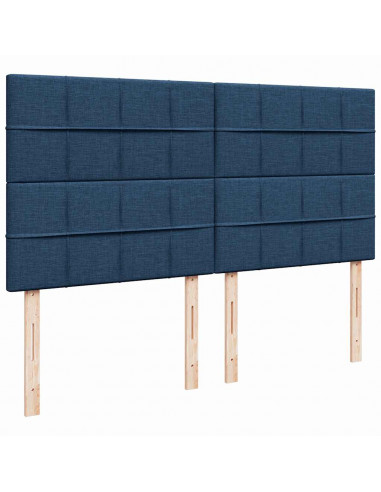 Struttura Letto Pouf con Materassi Blu 200x200 cm in Tessuto