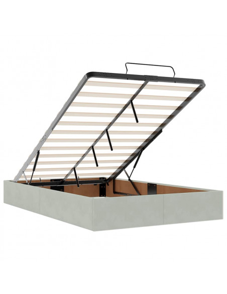 Pouf Letto con Materasso e LED Grigio Chiaro 120x190cm Velluto