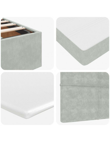 Pouf Letto con Materasso Grigio Chiaro 120x190 cm in Velluto