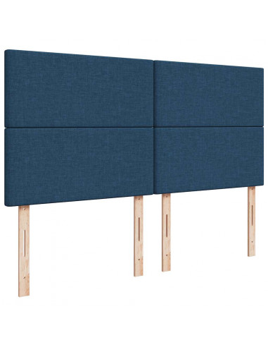 Struttura Letto Pouf con Materassi Blu 200x200 cm in Tessuto