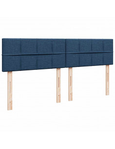 Struttura Letto Pouf con Materassi Blu 200x200 cm in Tessuto 2