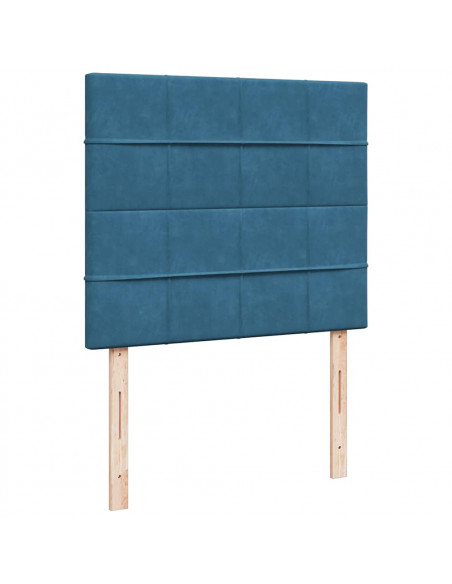 Struttura Letto Pouf con Materassi Blu Scuro 120x200 cm Velluto
