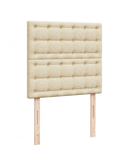 Struttura Letto Pouf con Materassi Crema 160x200 cm in Tessuto