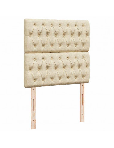 Struttura Letto Pouf con Materassi Crema 160x200 cm in Tessuto