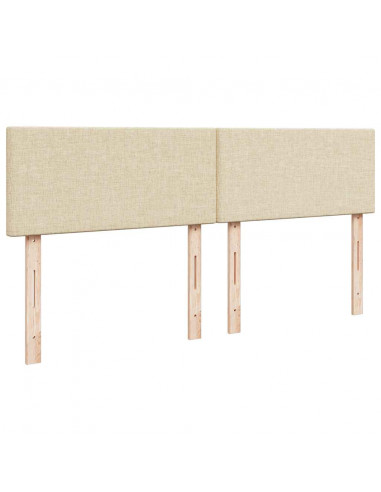 Struttura Letto Pouf con Materassi Crema 200x200 cm in Tessuto