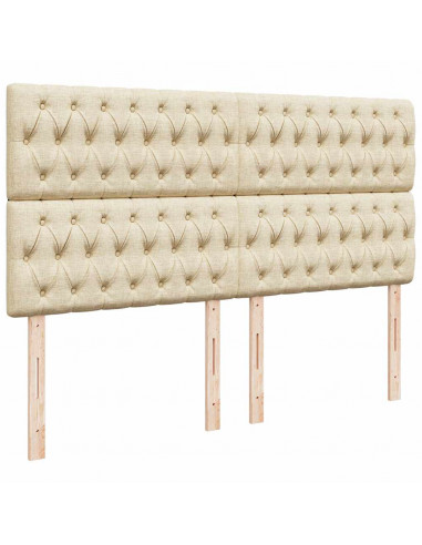 Struttura Letto Pouf con Materassi Crema 200x200 cm in Tessuto