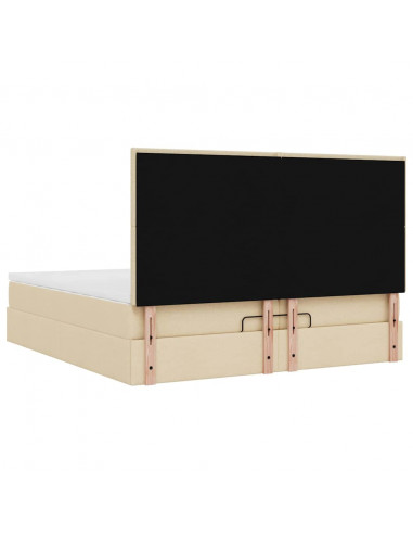 Struttura Letto Pouf con Materassi Crema 200x200 cm in Tessuto