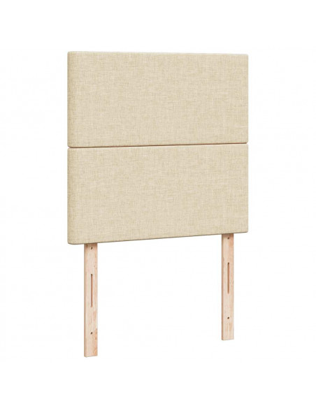 Struttura Letto Pouf con Materassi Crema 200x200 cm in Tessuto