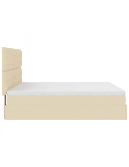 Struttura Letto Pouf con Materassi Crema 200x200 cm in Tessuto