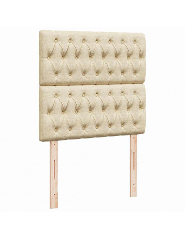 Struttura Letto Pouf con Materassi Crema 200x200 cm in Tessuto