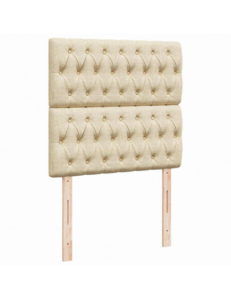Struttura Letto Pouf con Materassi Crema 200x200 cm in Tessuto
