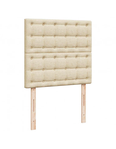 Struttura Letto Pouf con Materassi Crema 200x200 cm in Tessuto