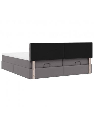 Struttura Letto Pouf con Materassi Grigio 180x200 cm Similpelle