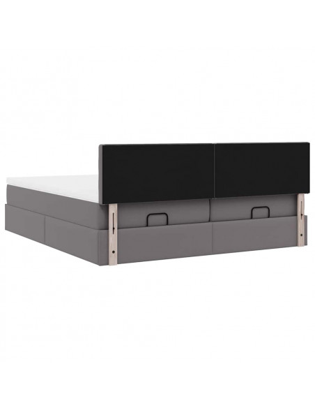 Struttura Letto Pouf con Materassi Grigio 180x200 cm Similpelle