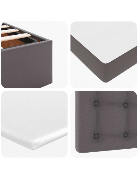 Struttura Letto Pouf con Materassi Grigio 180x200 cm Similpelle