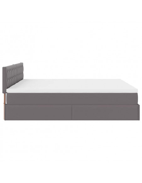 Pouf Letto con Materassi e LED Grigio 180x200cm Similpelle